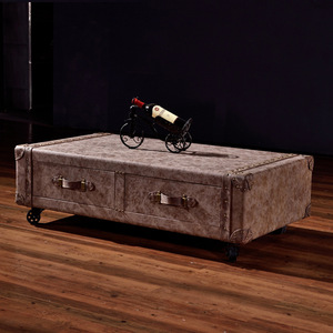 <span class=keywords><strong>Maleta</strong></span> <span class=keywords><strong>de</strong></span> cuero antiguo retro americano HJ HOME, <span class=keywords><strong>mesa</strong></span> <span class=keywords><strong>de</strong></span> centro <span class=keywords><strong>de</strong></span> doble cajón, barra <span class=keywords><strong>de</strong></span> cigarros <span class=keywords><strong>de</strong></span> whisky para Hotel, café personalizado - Product Image 5
