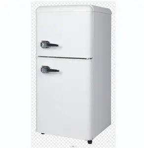 112L Two Door Electric Upright Upper Freezer and Bottom Fridge Retro Fridge with Handle