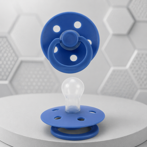 Sucette pour bébé <span class=keywords><strong>Meitai</strong></span> Advanced Cobalt Blue, motif écossais traditionnel en forme de gourde, en silicone de qualité alimentaire écologique, avec poignée et flux d'air - Product Image 4