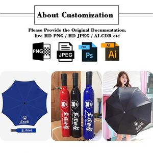 Wsy203 Promotional Gift <b>Wine</b> <b>Bottle</b> Shape Advertising Windproof Logo Print Luxury Promo Branded Diy Umbrella Custom - Product Image 4
