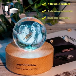 Rắn Gỗ LED Ánh Sáng Cơ Sở 3D Sáng Tạo Pha Lê Âm Nhạc Hộp Không Dây Bluetooth Loa Thủ Công Mỹ Nghệ Nhà Máy Trực Tiếp Bán Cross-Biên Giới - Product Image 3