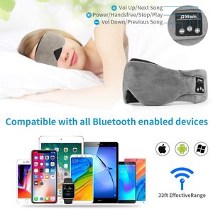 Máscara para <span class=keywords><strong>dormir</strong></span> con Bluetooth de espuma viscoelástica con auriculares, cómoda para escuchar música, podcasts, aplicaciones de meditación mientras duerme - Product Image 3