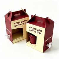 Caja de Cartón Corrugado para Bebidas y Té, con Asa, para Llevar, Venta Directa de Fábrica, Portavasos para Café, Caja para Llevar al por Mayor
