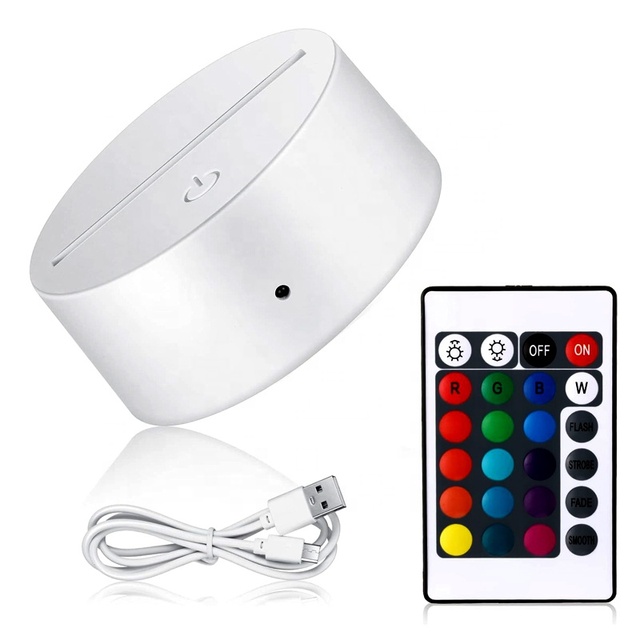 3D Illusion Led Night Light Touch Control 7 Color Acrylic Lamp Base Usb Powered Home Bedroom Decor Creative Gift for Kids Baby