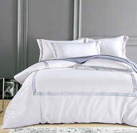 Parure de lit de luxe personnalisée, ensemble de literie avec drap et couette brodés, pour l'hôtel, produit sur mesure