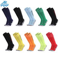 Chaussettes de football pour enfants et adultes, à semelle éponge, extensibles, sportives, hautes jusqu'au genou, tricotées, pour le sport