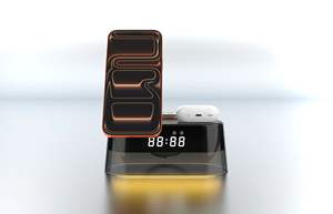 Reloj Despertador Digital Personalizado, el <span class=keywords><strong>Mejor</strong></span> Regalo, <span class=keywords><strong>Cargador</strong></span> Inalámbrico 3 en 1 de Carga Rápida, Luz Nocturna, para Hogar y Oficina - Product Image 4