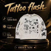 T-shirt thermique à manches longues pour homme en maille gaufrée, col rond oversize, imprimé graphique, en coton, style streetwear personnalisé