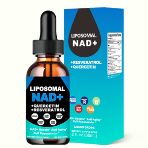 Gocce Liquide Liposomiali di NAD+ con Resveratrolo e <span class=keywords><strong>Quercetina</strong></span> - Energia Cellulare, Supporto Antiossidante e Integratore Alimentare per la Salute del DNA - Product Image 1