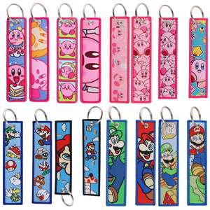 Promotionnel mignon imprimé dessin animé Anime broderie porte-clés tissé tissu étiquette Jet Tag broderie porte-clés - Product Image 5