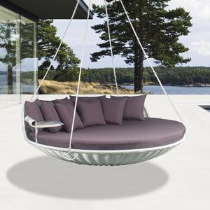 سرير دائري أرجوحة من الخيزران الخوصي يوضع في الهواء الطلق سرير نهاري معلق - Product Image 6