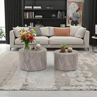 Ensemble 2 pièces de haute qualité Table à thé en bois MDF avec papier autocollant 3D pour une utilisation intérieure et extérieure dans la maison salon hôtel