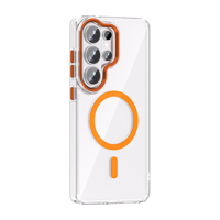 Étui de téléphone portable magnétique transparent pour Samsung Galaxy S26 Ultra S25 Plus FE, protection de l'objectif en métal, coque de protection antichoc