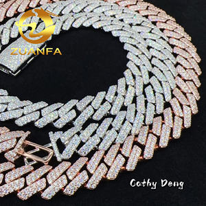 Gemi hazır erkekler Hiphop takı 13mm AAAAA zirkon elmas ayar 925 gümüş küba Link zinciri buz Out Hip Hop kolye zinciri - Product Image 5