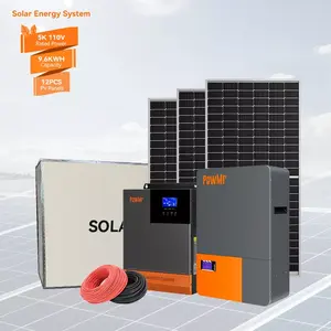 PowMr 태양 전지 패널 키트 9.6KWH 5KW 110 볼트 태양 에너지 시스템 홈