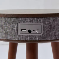 Table basse intelligente en bois MDF moderne avec haut-parleur Bluetooth, charge sans fil et port USB pour salon
