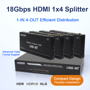LINK-MI 1x4สำหรับกว่า HD-Base-T Extender <span class=keywords><strong>splitter</strong></span> 4K60Hz 4:4:4 HDR 18Gbps 150M HDCP 2.2/1.x 7.1CH เสียง ir/ การควบคุม RS-232 - Product Image 1