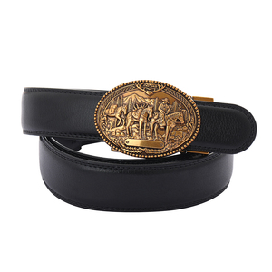 Men Business Automatic Ratchet Leather Belt Formal Office Wear Adjustable Alloy <b>Buckle</b> Black PU Waist <b>Strap</b> For Suit - Product Image 6