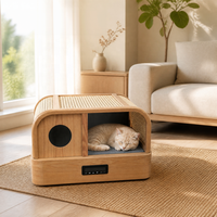 USMILEPET Lit intelligent pour chat, maison pour chat, circulation d'eau, refroidissement et chauffage, auvent semi-fermé, écran tactile LED