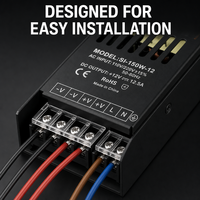 Alimentation à découpage IP20 à tension constante, entrée AC 110-220V, sortie DC 12V 150W, noire, pour bande LED