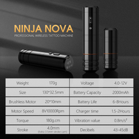 Mesin Tato Pen Nirkabel Profesional Ambition Ninja Nova 3.5mm/4mm Stroke Brushless Motor Direct Drive untuk Seniman Seni Tubuh