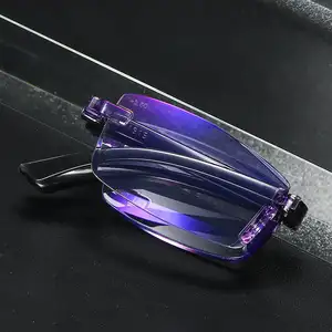 Diamond Decoration Unbreakable Readers Frameless Anti-Blue Light Reading Glasses includes case
