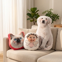 Coussin personnalisé en peluche avec photo d'animal de compagnie 50x50cm 20x20in, coussin pour chien ou chat, style anime, écologique, antibactérien, 100% polyester