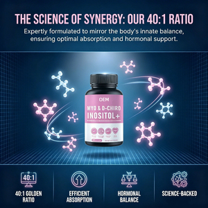 Cápsulas de Inositol OEM, Suplemento de Mio-Inositol y D-Chiro-Inositol 40:1 con Folato y Vitamina D, Favorece el Bienestar Ovárico para Mujeres - Product Image 3