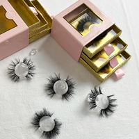 Produits les plus vendus cils naturels de marque propre, cils de vison 3D duveteux, logo personnalisé, boîte d'emballage de faux cils