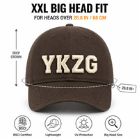 Op maat gemaakte logo XXL grote baseballcap 68cm oversized diepe krans 100% katoenen twill bruine pet voor heren groothandel