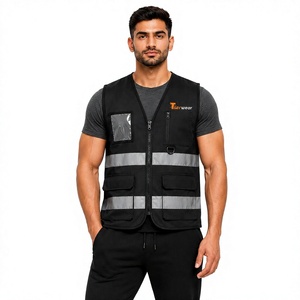Chaleco de Alta Visibilidad para Hombre Tiierwear, Negro, con Tiras Reflectantes, Certificado CE y ASTM, de Poliéster - Product Image 1