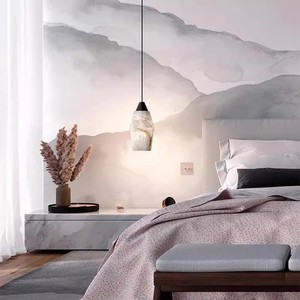 Spanish Natural Marble Pendant <b>Light</b> Long Hanging Lamp For Living Room <b>Dining</b> Room Entryway Home Decor - Product Image 2