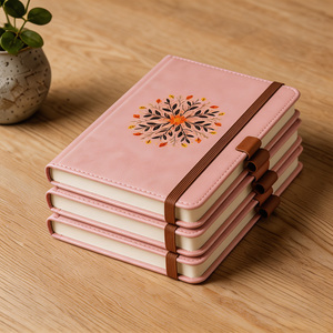 Carnet personnalisable en cuir PU <span class=keywords><strong>rose</strong></span> à motif floral <span class=keywords><strong>mandala</strong></span>, couverture rigide avec élastique, idéal pour un cadeau - Product Image 2