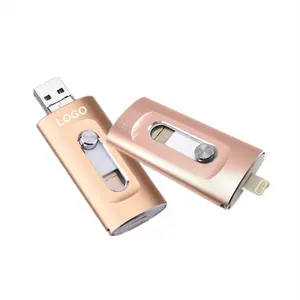 Kualitas tinggi 3 dalam 1 OTG USB Flash Drive dengan Logo grosir OTG Pendrive 8GB 16GB 32GB kustom USB Stick 64GB 128GB