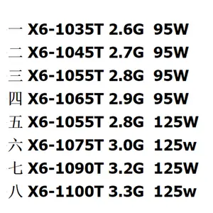 Hot selling computer accessories desktop AM3 six core CPU X6-1035T X6-1045T X6-1055T X6-1065T X6-1075T X6-1090T X6-1100T