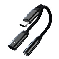 Convertisseur audio 2-en-1 Type-C vers 3,5 mm avec charge rapide PD 60W et carte son pour appels, streaming en direct et jeux sur smartphone