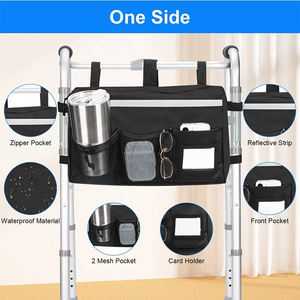 Panier de rangement mains libres pour <span class=keywords><strong>déambulateur</strong></span> pliant, fauteuil roulant, avec porte-gobelet et grand sac de transport pour <span class=keywords><strong>déambulateur</strong></span> - Product Image 3