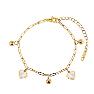 Elegant summer beach womens 18K PVD <b>Gold</b> Plating stainless steel Jewelry Shell Heart <b>Anklet</b> pendant for Girls - Product Image 1