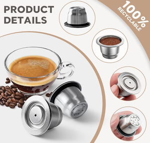 <span class=keywords><strong>Capsules</strong></span> de café réutilisables ICafilas pour <span class=keywords><strong>Vertuo</strong></span> Nespresso, <span class=keywords><strong>capsules</strong></span> en acier inoxydable <span class=keywords><strong>rechargeables</strong></span>, vide, pour remplir les dosettes de café - Product Image 2