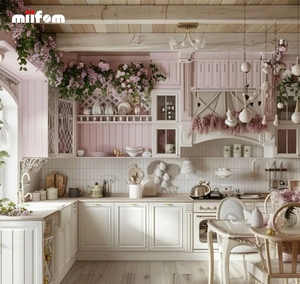 Meuble <span class=keywords><strong>de</strong></span> <span class=keywords><strong>cuisine</strong></span> blanc classique français sur mesure avec garniture dorée, vitrine en verre et <span class=keywords><strong>plan</strong></span> <span class=keywords><strong>de</strong></span> <span class=keywords><strong>travail</strong></span> en marbre pour projet <span class=keywords><strong>de</strong></span> villa australienne - Product Image 2
