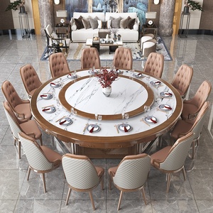 Ensemble de table et de chaises à manger automatiques en bois de style chinois avec plateau en marbre et fondue cachée pour la maison, les meubles, les hôtels, les chambres privées - Product Image 3