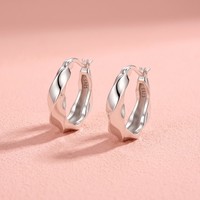 Boucles d'oreilles clous en argent sterling 925 AYGYF080-DA, torsadées et lisses, style Huggie, minimalistes, pour femme, bijoux à porter au quotidien