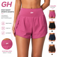 GH Wholesale Shorts de course 2-en-1 pour femmes, à double couche avec poches, séchage rapide, anti-transparence, pour la gym, le fitness et le yoga