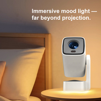 Proyector LCD con Altavoz WiFi Inalámbrico, Sistema Android 14 OEM, Proyección de Tiro Corto UST, Luz Ambiental para Dormitorio Infantil, Películas HD 720P