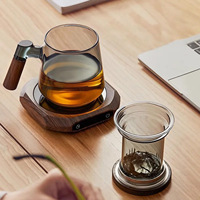 Tasse à thé en verre Hxglass Heat Residence 400-500 ml avec filtre intégré pour séparer les feuilles de thé, tasse à thé moderne avec poignée en bois