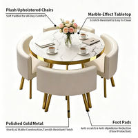 Ensemble de table à manger en métal doré de luxe pour restaurant, 4 chaises incluses, meubles élégants pour salle à manger à vendre