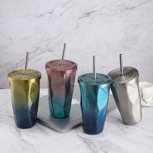 Gobelet isotherme personnalisé en acier inoxydable à double paroi pour adultes avec couvercle et paille - Tasse cadeau d'affaires, thermos, bouteille isotherme sous vide - Product Image 3