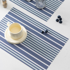 Placemats Woven Heat Resistant Striped Table Mats For Home <b>Coffee</b> Shop Use Yellow <b>Green</b> Blue Light Brown Gray <b>Machine</b> Washable - Product Image 3