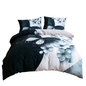 Butterfly Bedding <b>Set</b> 3 <b>Pieces</b> Modern Monochromatic Duvet Cover EU Dropshipping Stock Luxury Poland Black and <b>White</b> Polyester 40 - Product Image 1
