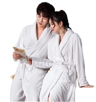 Vanfound 10010 peignoir Couple flanelle hôtel chemise de nuit automne hiver blanc femmes robe du matin longue corail polaire hommes pyjamas